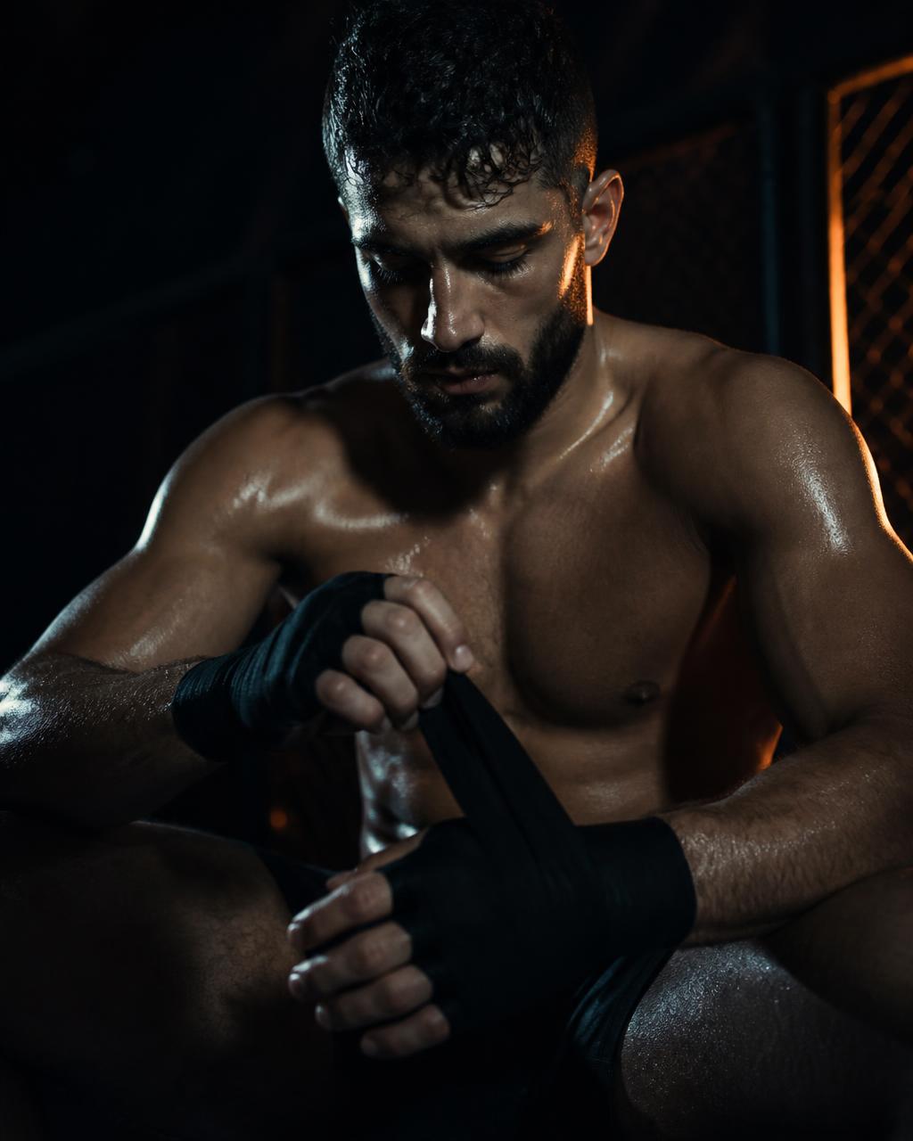 MMA fighter wrapping hands before training, treated by DL Performance Therapy in Bethnal Green