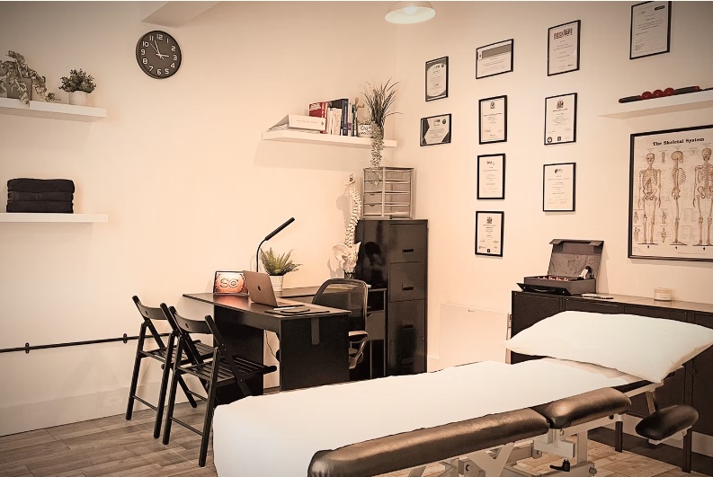 Calm treatment room in Colchester used for office worker sports massage